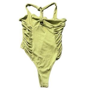 Elodie ribbed green halter bodysuit size large